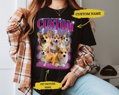 Custom Bootleg Shirt Dog Pet Photo Tee Personalized Vintage Style