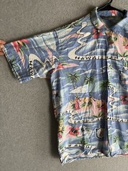 VTG Le Tigre Shirt Mens Medium Hawaiian Tropical Beach Resort Coastal