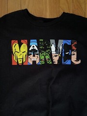 Marvel Logo C-Life Group Black T-Shirt Avengers Super Hero Men L Large Heroes