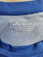Peter Millar The Roundup T Shirt Mens Size Large Blue White Striped UPF 50+ NEW