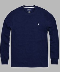 NWT- POLO RALPH LAUREN Mens Waffle Knit Thermal Long Sleeve Shirt- NAVY S – XXL