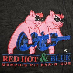 Vintage Red Hot And Blue Memphis BBQ T Shirt Adult Large Black Hanes Beefy T