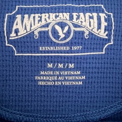 American Eagle Thermal Waffle Long-Sleeve Shirt Mens Size Medium Preppy Y2K Blue