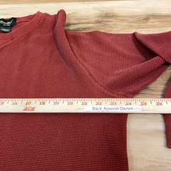 Eddie Bauer Mens Waffle Knit Thermal Shirt Long Sleeve Brick Red Cotton Large