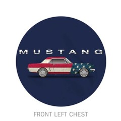 JOE BLOW T’S FORD MUSTANG USA CAR FLAG STACKED With PONY NAVY MEN’S TEE SHIRT