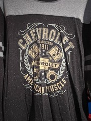 GM Chevrolet American Muscle Men’s Long Sleeve Crew Graphic Tee Black/Gray XL