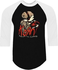 Korn Follow the Leader Nu-Metal Band Shirt RAGLAN 3/4 SLEEVE (Multiple Variation