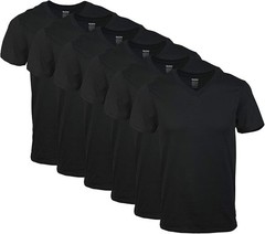 Gildan Men’s V-Neck T-Shirts, Multipack, Style G1103 Black (6-pack)