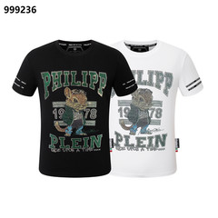 PHILIPP PLEIN T-shirt Round Neck SS PP Glass Black/White Size Medium