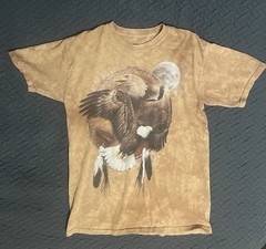 Men’s Graphic The Mountain Brown Wash Eagle Dream Catcher Shirt Size Medium