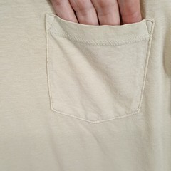 MARINE LAYER Shirt Mens Large Tan Pullover Slub Pocket Tee Hemp Blend