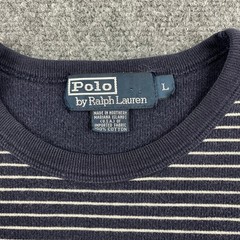VTG Polo Ralph Lauren Men Large NavyBlueWhite Striped Sweater Long Sleeve USA
