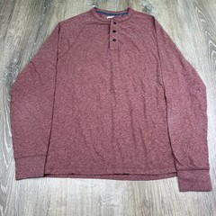 Faherty Mens Heathered Red Long Sleeve Cloud Organic Cotton Henley Shirt Size M