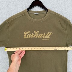 Carhartt Thermal Shirt Mens Large Green Long Sleeve Waffle Knit K253 Logo