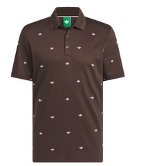 NEW MENS ADIDAS ORIGINALS MONOGRAM TREFOIL POLO SHIRT ~LARGE #JX9265 BROWN PINK