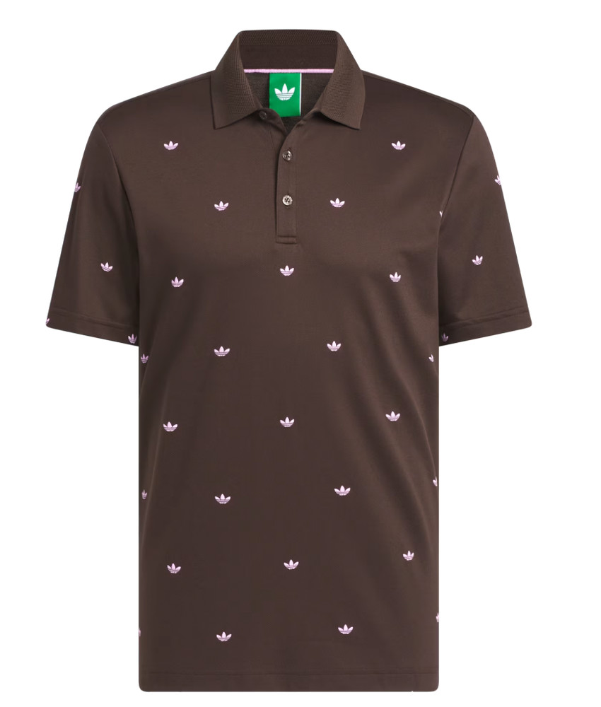 NEW MENS ADIDAS ORIGINALS MONOGRAM TREFOIL POLO SHIRT ~ XL ~ #JX9265 BROWN PINK