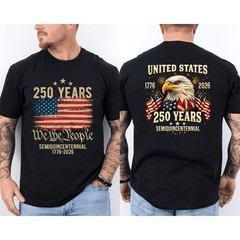 250 Years American Flag 250th Anniversary USA Bald Eagle Front & Back T-Shirt