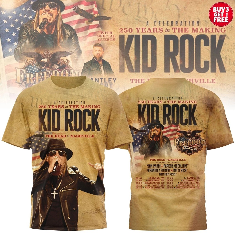 Kid Rock Tour TShirt, Loop Tour 2026 AOP 3D T Shirt Size S to 5XL PA796