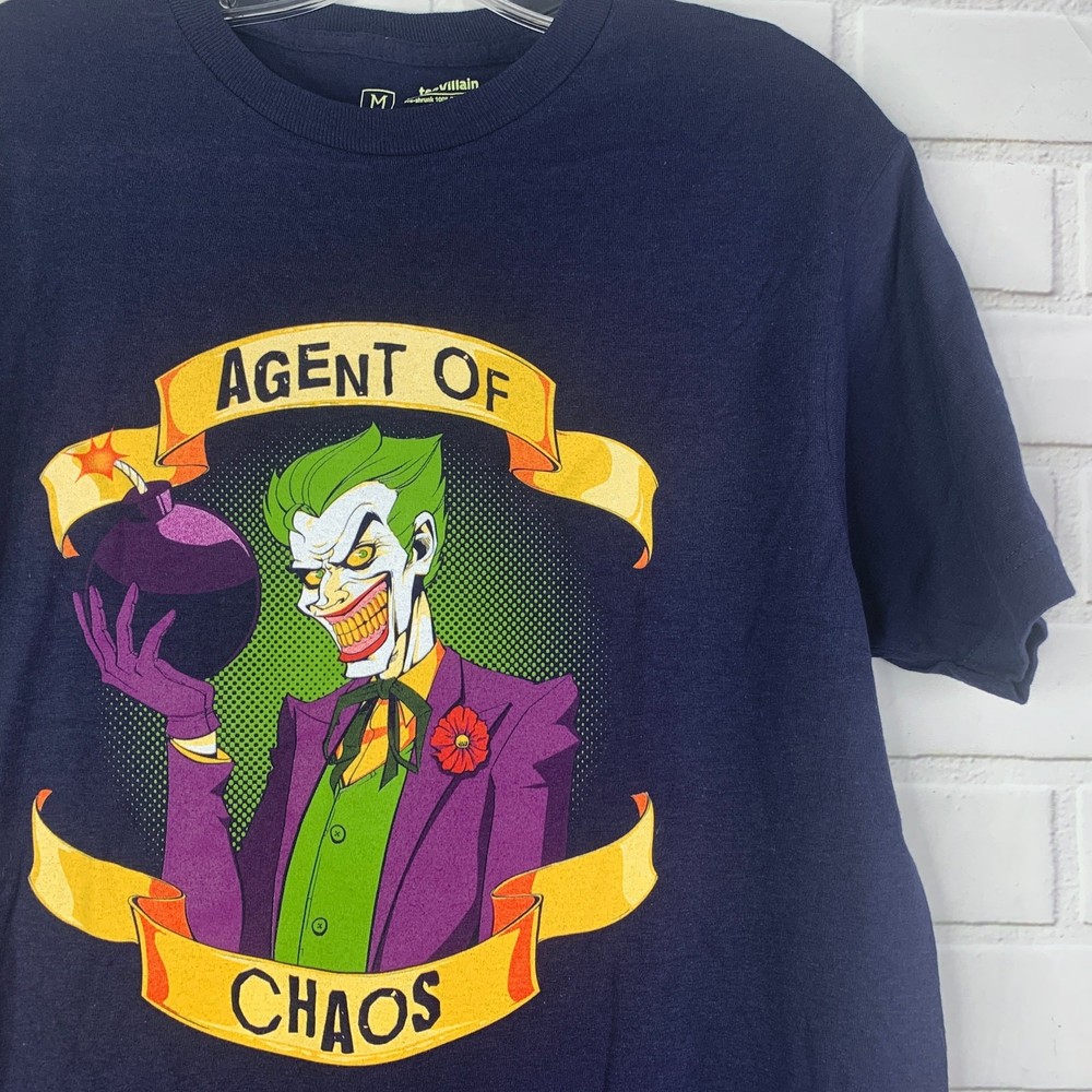 Tee Villain tshirt The Joker Batman DC Comics medium navy blue ringspun cotton