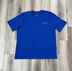 Spyder Blue Short Sleeeve Tee Ribbed Collar Embroidered Logo Mens Sz XL