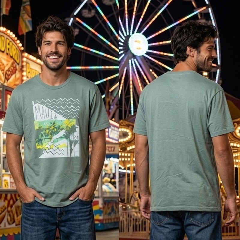 Maui & Sons Surf Logo Shirt Men’s Extra Large 48 Chest Olive Green Graphic Tee