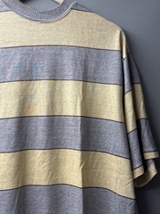 Vintage Hang Ten Striped T-Shirt Yellow Grey 70s Surf Skate Made in USA L/XL