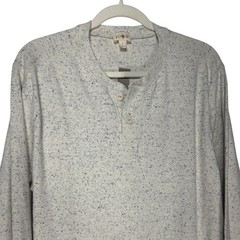 J.Crew Long Sleeve Henley Shirt Gray Blue Speckled Marl Cotton Size L NWT