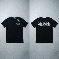 Von Dutch Men’s T-Shirt Small Black White Spellout Logo Y2K Graphic Tee NWT