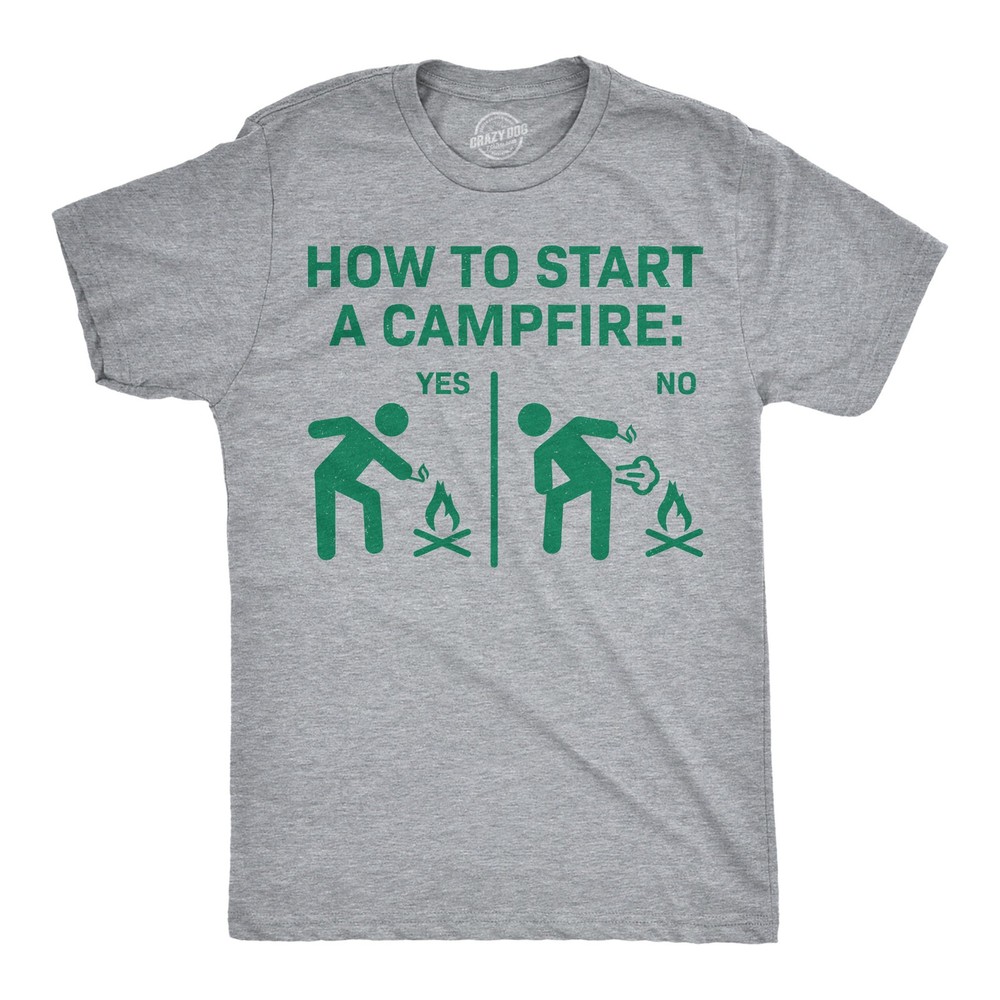 Mens Funny T Shirts How to Start A Campfire Sarcastic Camping Graphic Novelty