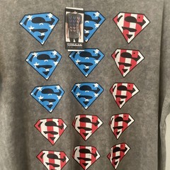 Superman Men’s XL Grey Mineral Wash T-shirt Red White Blue Shields DC Comics NWT