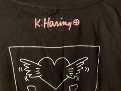 Keith Haring T-Shirt Black With Pink Signature On Back Size M Great Quality