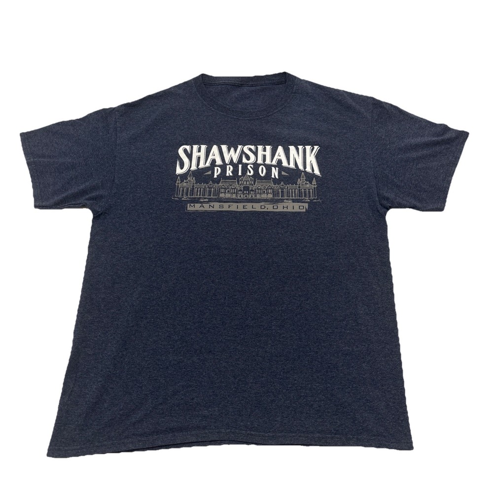 Shawshank Redemption Prison Short Sleeve Graphic Quote T-Shirt Blue ✅ Size Large