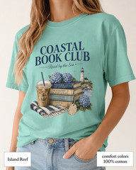 Coastal Book Club Shirt, Comfort Colors Beach Reading Tee, Book Lover Gift