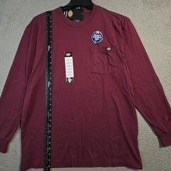 Dickies Heavyweight SHIRT Mens MEDIUM Red Burgundy Work Relaxed Long Sleeve NWT