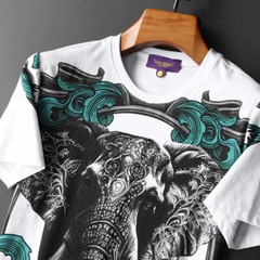 New Fashion Elephant Rhinestone Summer Short Sleeve Luxury Men Trend T-Shirt