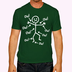 Ow Ow Ow Stick Character Figure Humor Chronic Pain Awareness T-Shirt