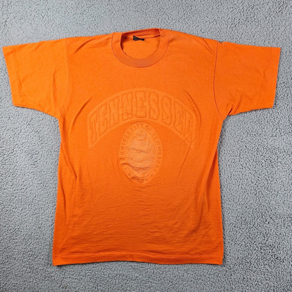 Vintage Tennessee Vols UT Shirt Mens Large Orange Embossed USA Single Stitch 90s