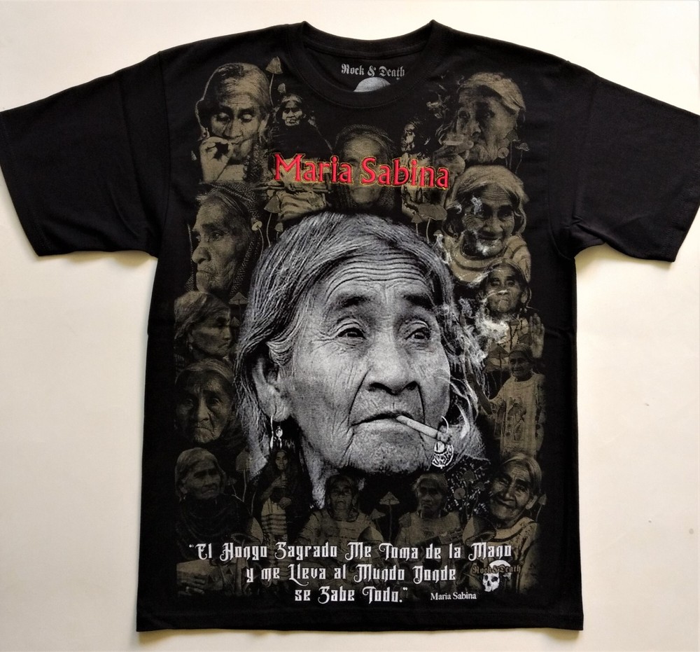 MARIA SABINA T-Shirt RARE Embroidered Logo Mexico Mexican Shaman Witch Spiritual
