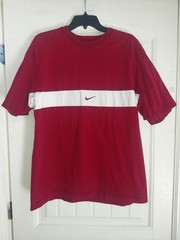 Vintage 90s Nike Embroidered Center Swoosh Rare T Shirt Size Large Burgundy Men