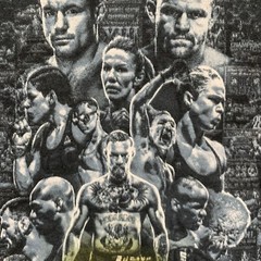 Men’s T Shirt UFC 25 Lots Of Fighters Graphic Reebok Size Medium Thin Black