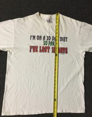 Vtg 90s Im On A 30 Day Diet Ive Lost 15 Days Faded Shirt M Sarcasm Funny Saying