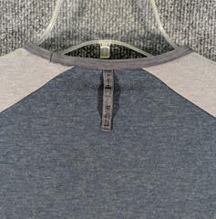 LL Bean Shirt Mens Medium Gray Blue Crew Wool Blend Fleece Lined Long Sleeve
