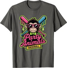 Party Animals Baseball Funny Monkey Vibrant Slime T-Shirt