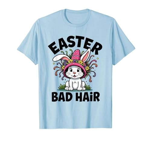 Easter Bonnet Bad Hair Day Funny Holiday Design T-Shirt, Men, Baby Blue, 3X-L…
