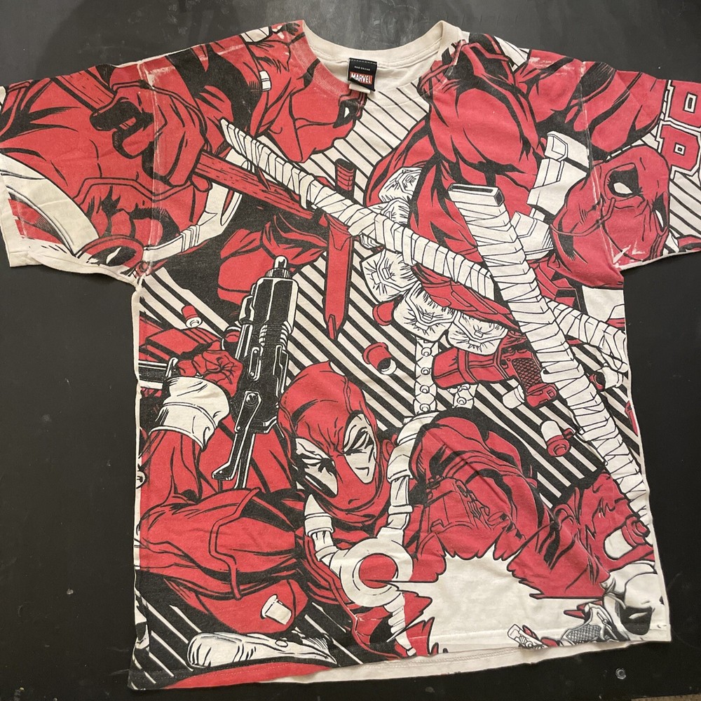 DEADPOOL MAXI-PRINT T-Shirt (L) 2011 – Marvel Comics by Mad Engine RARE