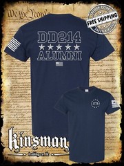 DD214 Alumni Stars USA Flag Military 2-Sided T-Shirt Army Marines Navy Veteran