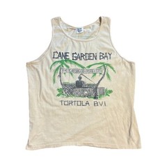 Vintage Comfort Colors Men’s Beige Cane Garden Bay Graphic 100%Cotton Tank Top L