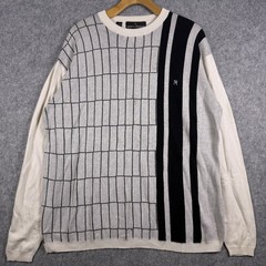 Stacy Adams Men’s Lightweight Long Sleeve Sweater, Cream and Black, Size Large