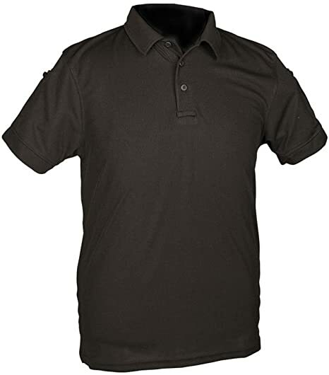 Mil-tec Mens Quickdry Short Sleeved Polo Shirt Black – Breathable Military Top