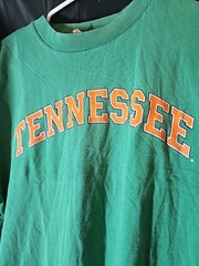 green t-shirt features orange TENNESSEE